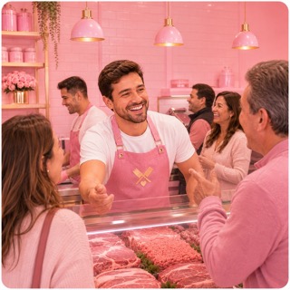 I'm enjoying my midday break at home, relaxing after a morning of work at the butcher shop. I'm taking a moment to appreciate the simple things in life, like a quiet afternoon and a good cut of meat in the fridge.